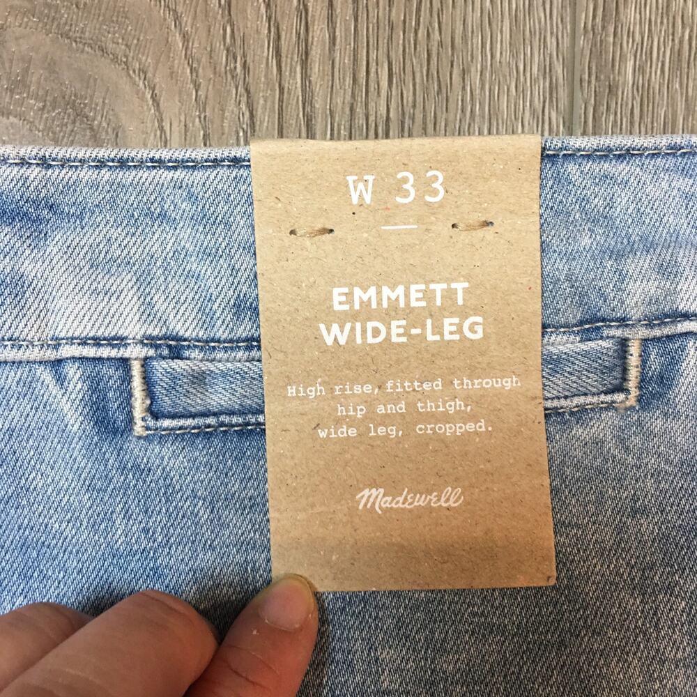 NWT Madewell Emmett Wide-Leg Light Blue Jeans W 33 - Picture 4 of 11